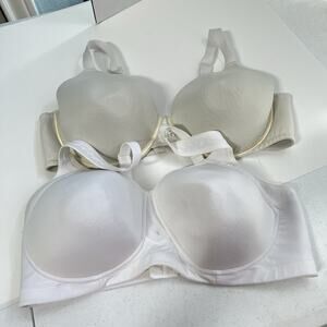 Lot Of 2 Vanity Fair Full Coverage Underwire Bras 42D Lightly Padded White Beig